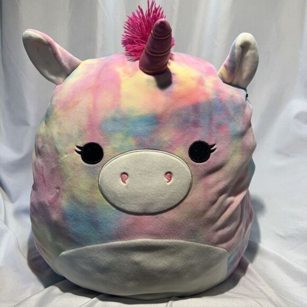 Squishmallows Esmeralda Tie Dye Rainbow Spring Unicorn 16 inch Plush Toy -...